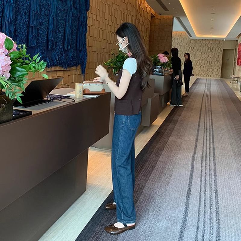 Faux Leather Plain Ballet Bow Flats