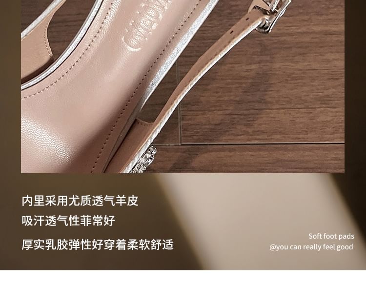 Pointy Rhinestone Sandals Slingback High Heel