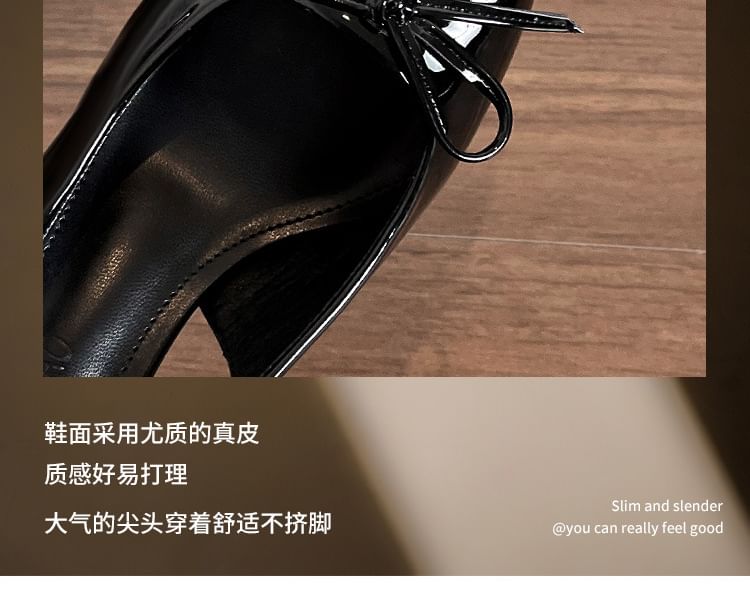 Plain High Slingback Bow Heel Sandals Pointy