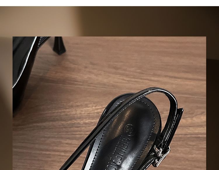 Plain High Slingback Bow Heel Sandals Pointy