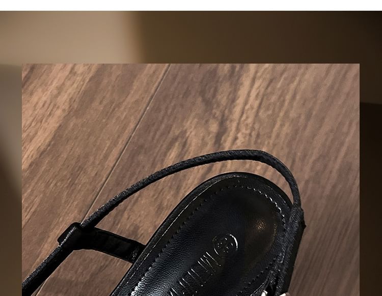 High Sandals Plain Slingback Heel Bow Pointy