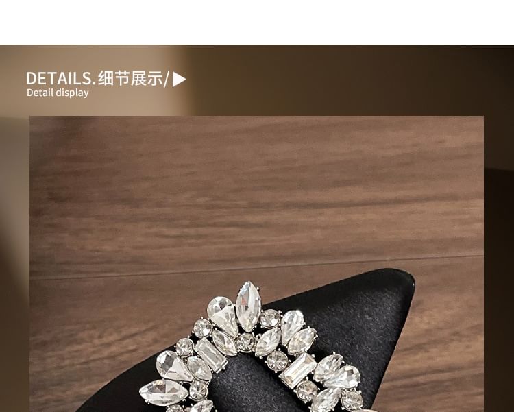 Pointy Slingback Sandals Plain Rhinestone Heel High