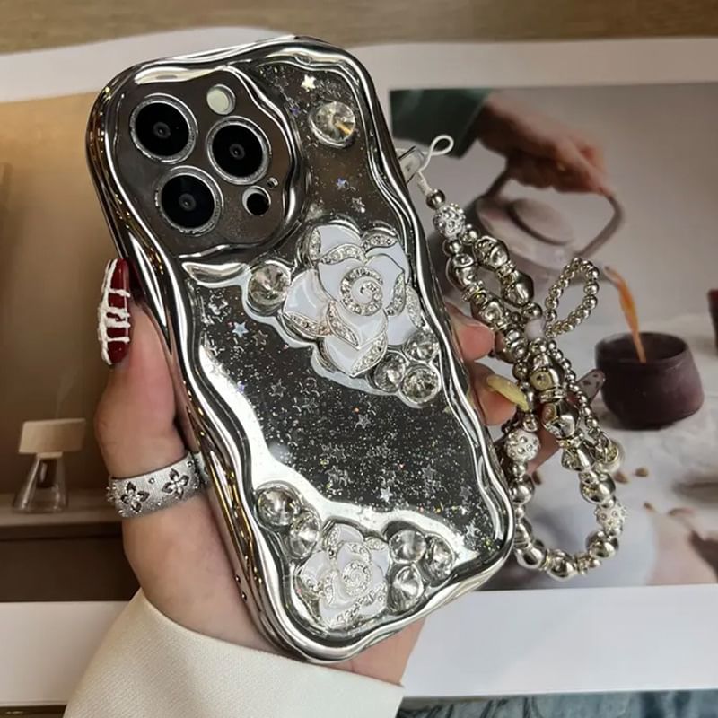 Case Phone Set Floral / Strap Metallic