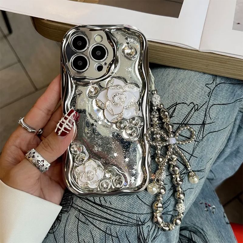 Case Phone Set Floral / Strap Metallic