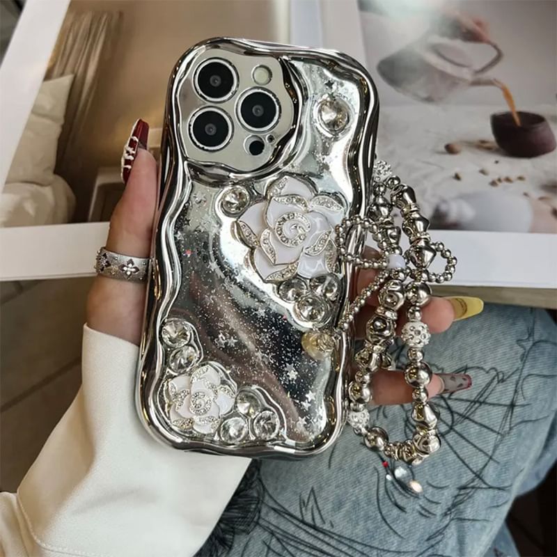 Case Phone Set Floral / Strap Metallic