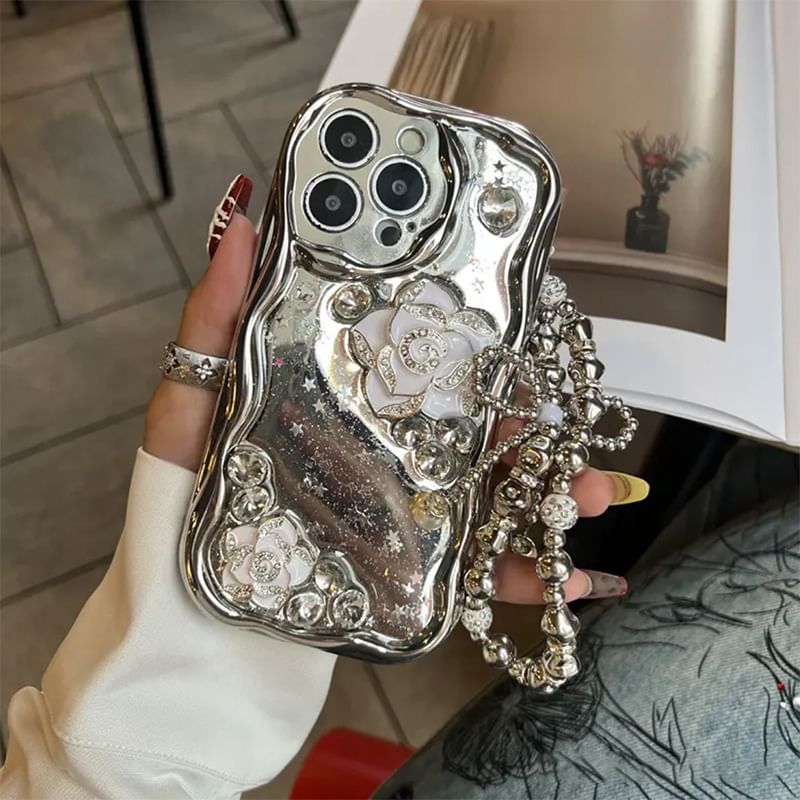 Case Phone Set Floral / Strap Metallic