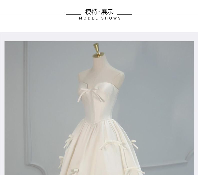 A-Line Gown Evening Plain Ribbon Strapless Accent