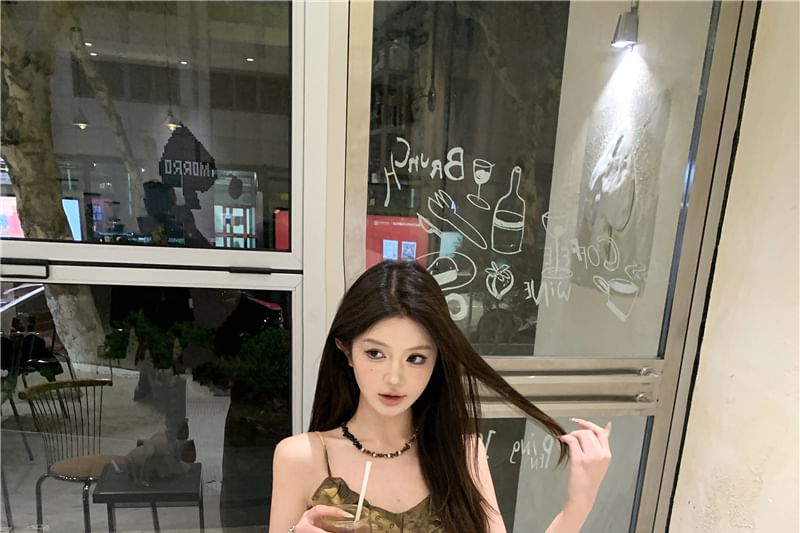 Patterned Top Print Camisole Asymmetrical