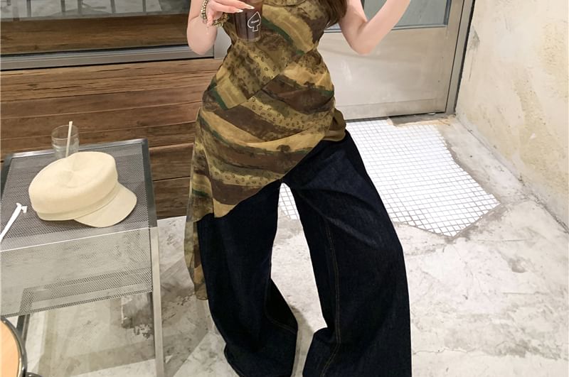 Patterned Top Print Camisole Asymmetrical