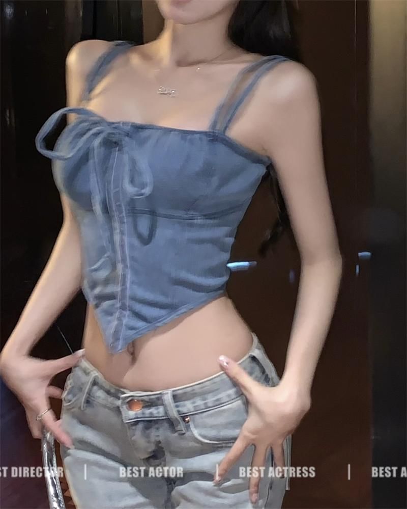 Top And Cami Eye Hook Front Tie Plain