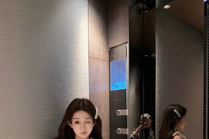 Bow Shorts / High Knit Plain Waist Top Camisole Plaid