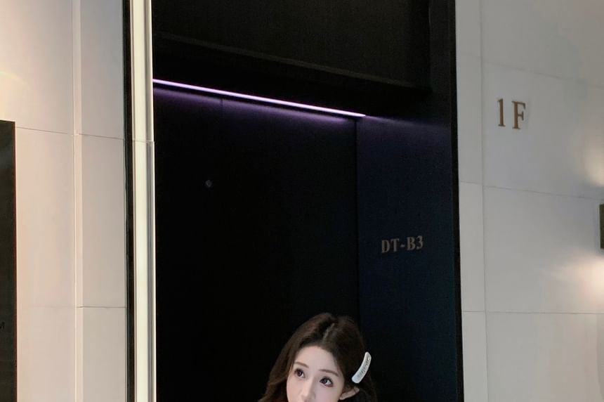 Bow Shorts / High Knit Plain Waist Top Camisole Plaid