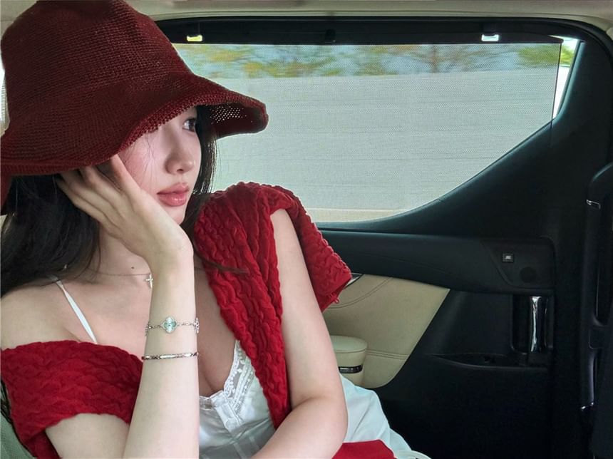 / Lace Panel Pintuck Camisole Cardigan Plain Top