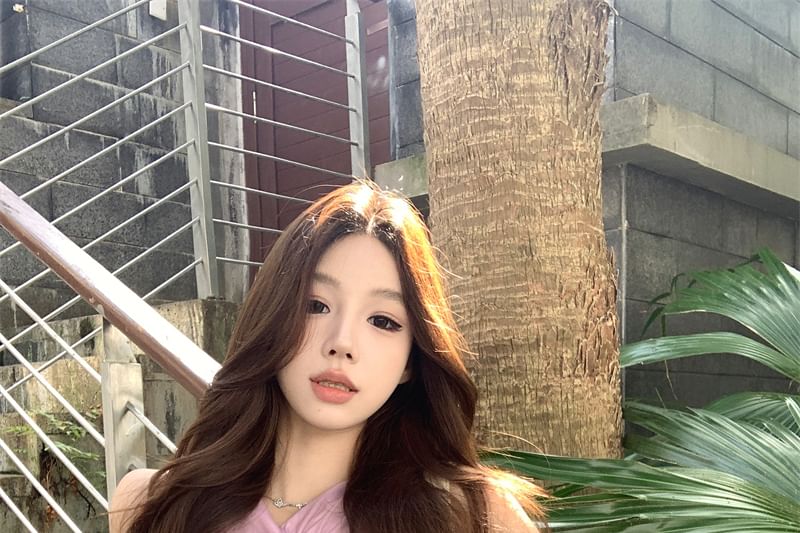 Top Plain Bodysuit Ruched Sleeveless Panel