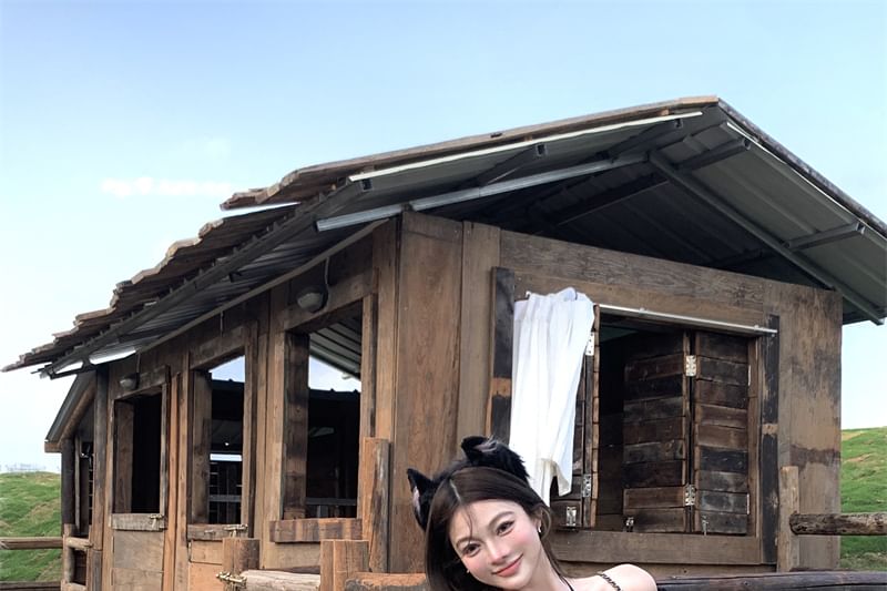 Frill / Dotted High A-Line Rise Plaid Balloon Cami Mini Top Skirt