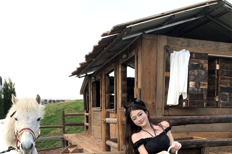 Frill / Dotted High A-Line Rise Plaid Balloon Cami Mini Top Skirt