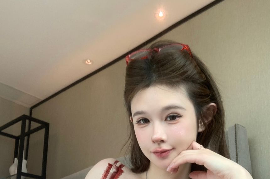 Cami Plaid Bow Crop Top V-Neck