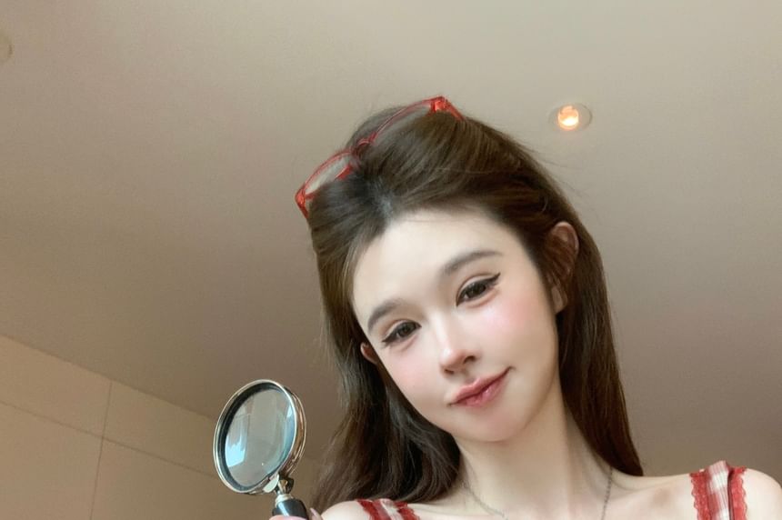 Cami Plaid Bow Crop Top V-Neck