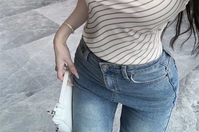 Striped Cowl Top Halter Neck