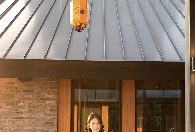 Sleeveless High V-Neck Plain Lace Fishtail Maxi / Waist Top Panel Crop Skirt