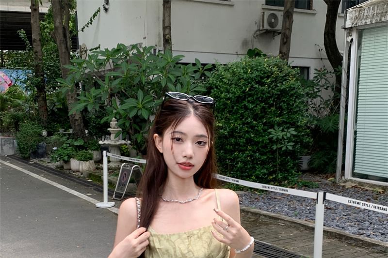 Asymmetrical Print Patterned Lace Top Camisole Trim