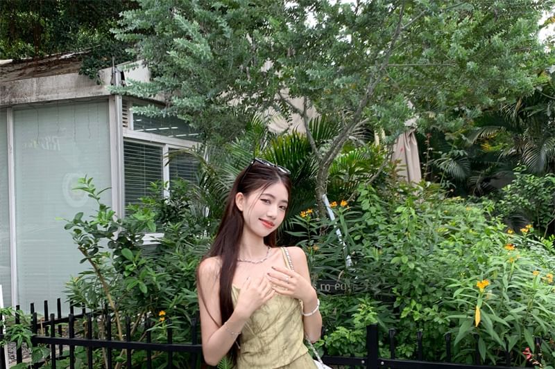 Asymmetrical Print Patterned Lace Top Camisole Trim