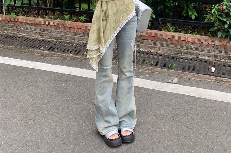 Asymmetrical Print Patterned Lace Top Camisole Trim