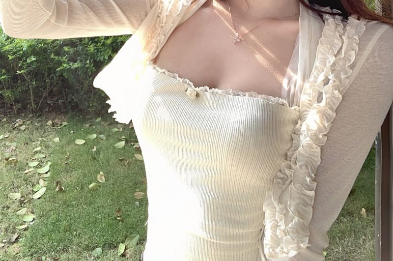 Lace / Halter Ruffle Plain Bolero Top Trim