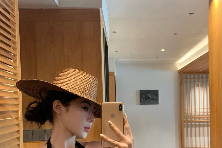 Lace Wide Waist Top Halter Pants Leg / High Plain