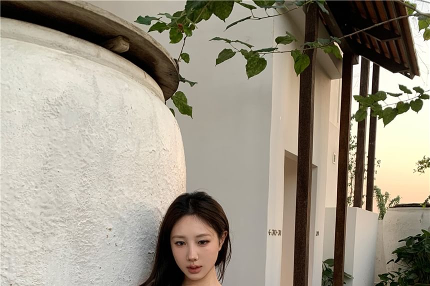 Plain Crop Top Cami Trim Lace Henley