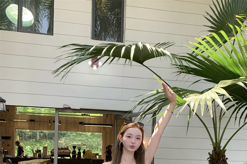 Lace Plain Trim Tube Top Ruffle