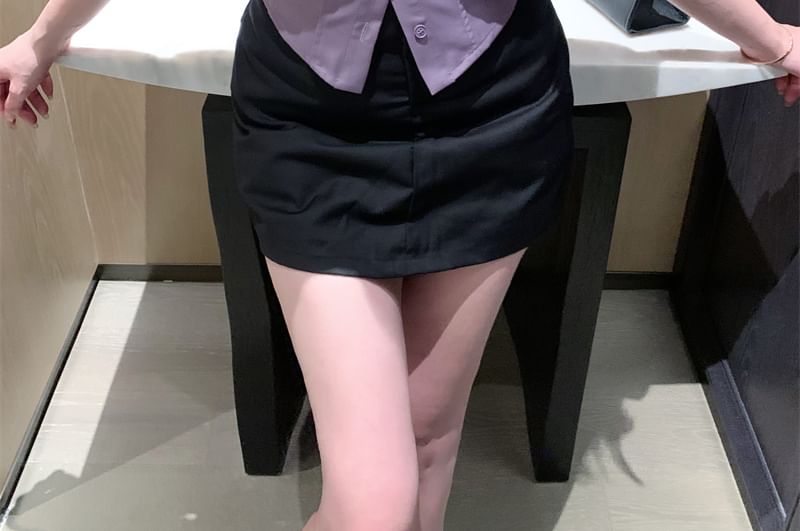 Collared 3/4 Plain Shirt Sleeve