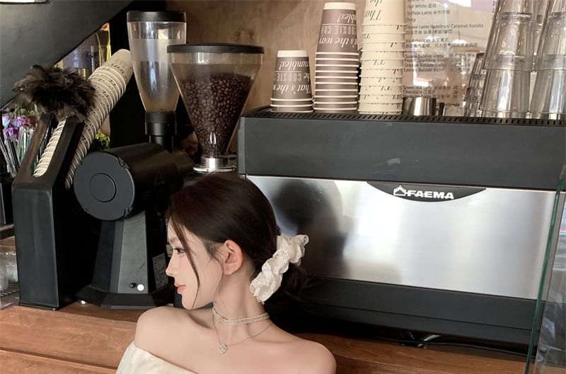 Shoulder Blouse Off Ruffle Sleeve Plain Short