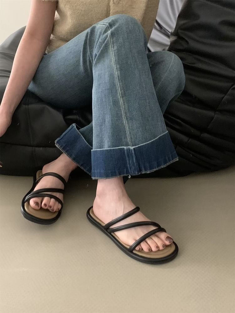 Flat Faux Leather Sandals