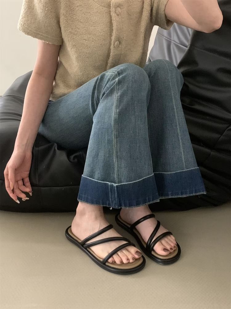 Flat Faux Leather Sandals