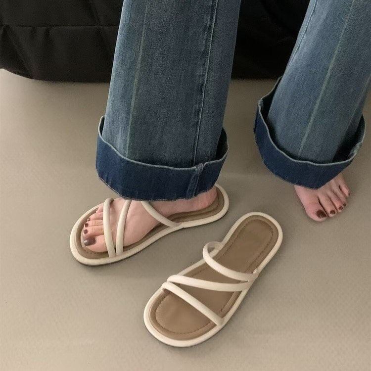Flat Faux Leather Sandals