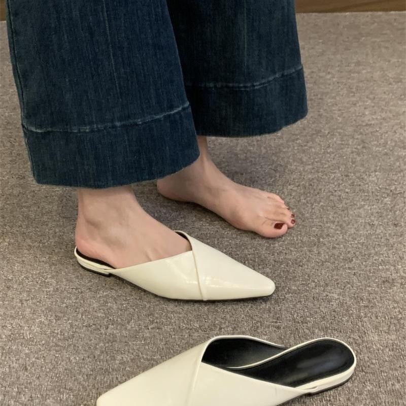 Leather Mules Pointed Faux