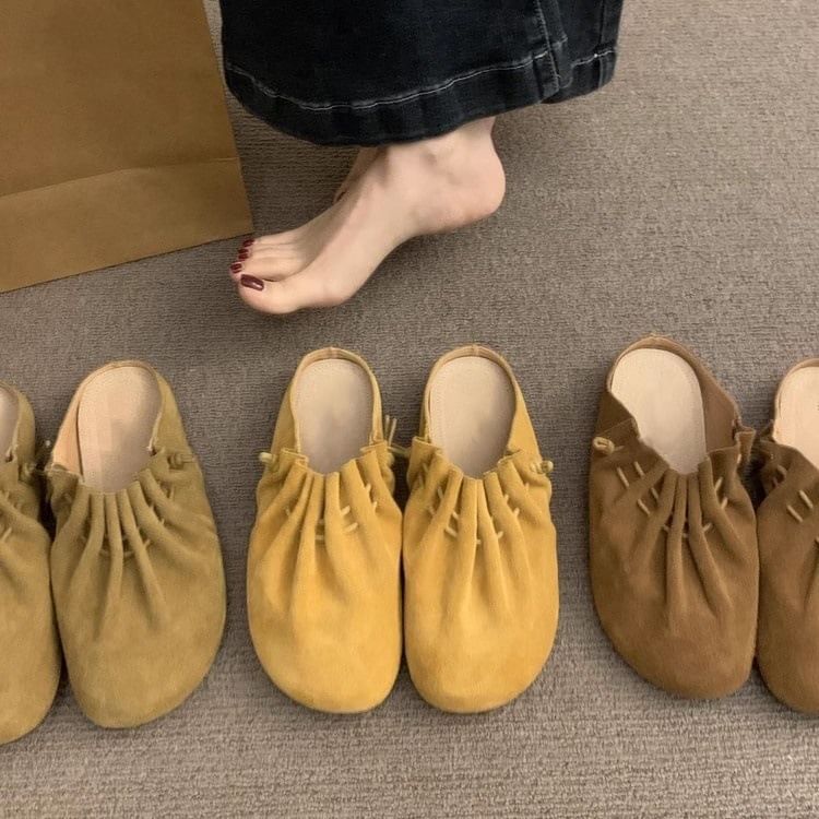 Leather Cinched Mules Faux