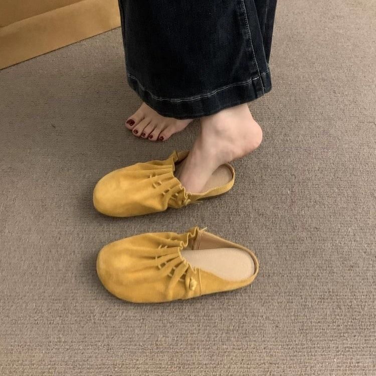 Leather Cinched Mules Faux