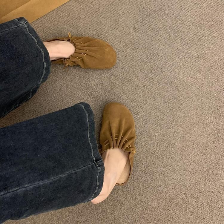 Leather Cinched Mules Faux