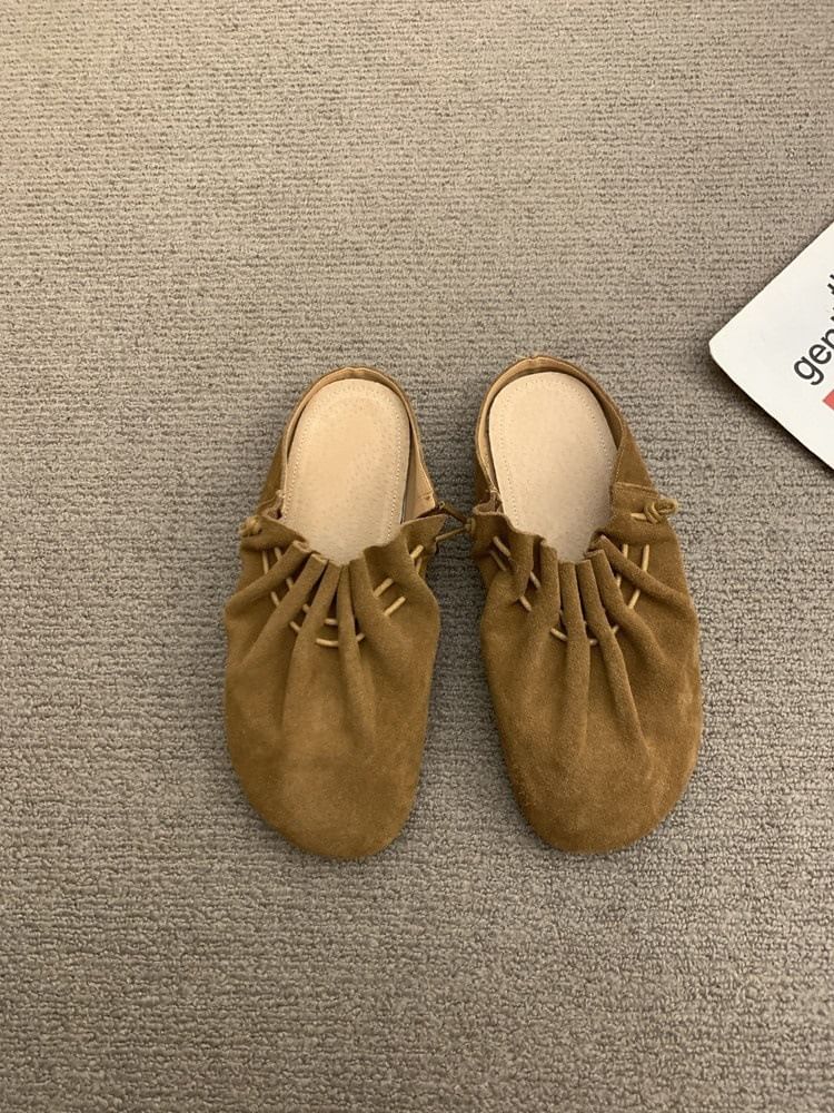 Leather Cinched Mules Faux