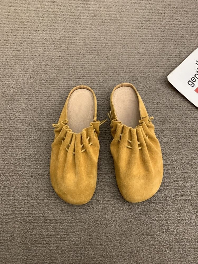 Leather Cinched Mules Faux