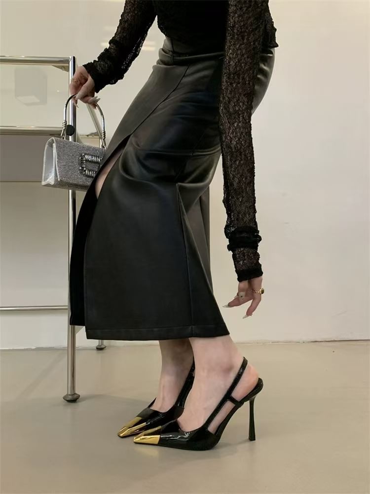 Heel Pumps Pointed Cap High Metallic