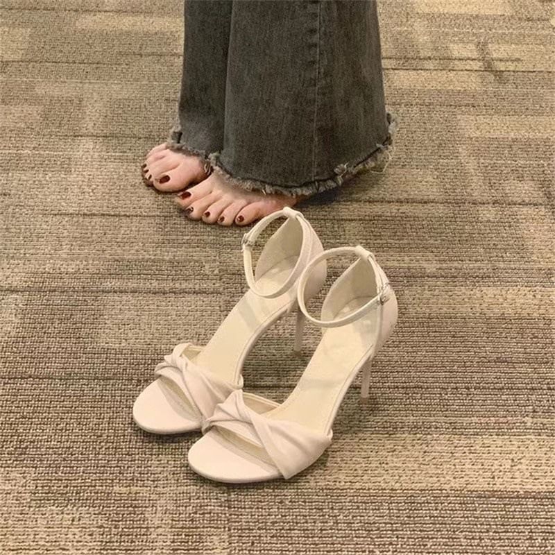 High Twisted Strap Sandals Heel