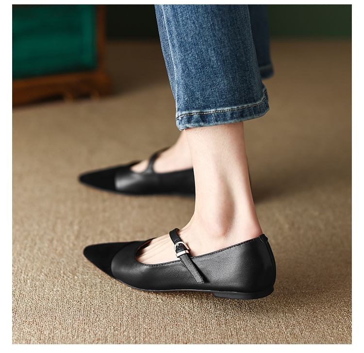 Leather Flats Faux Pointed