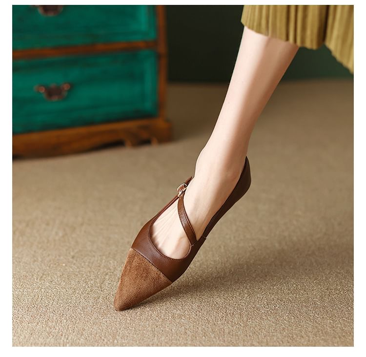 Leather Flats Faux Pointed