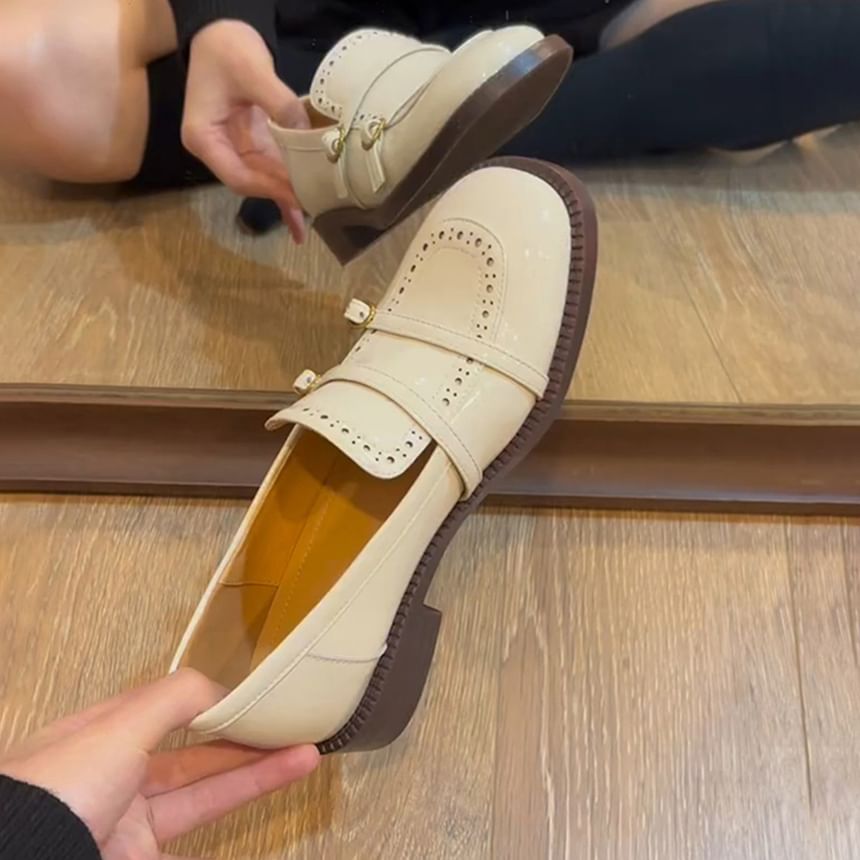 Faux Heel Loafers Low Leather