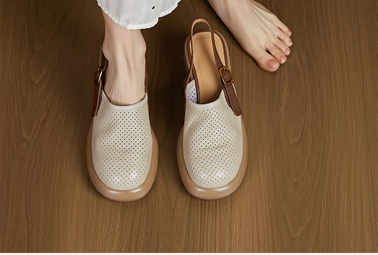 Perforated Clogs Block Heel