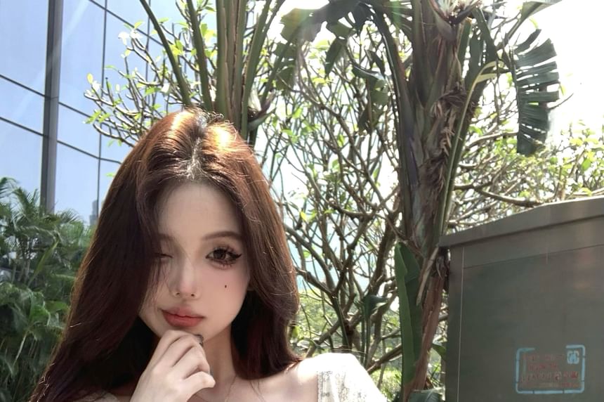 Neck Cap Crop Print Scoop Sleeve T-Shirt Bow Cartoon