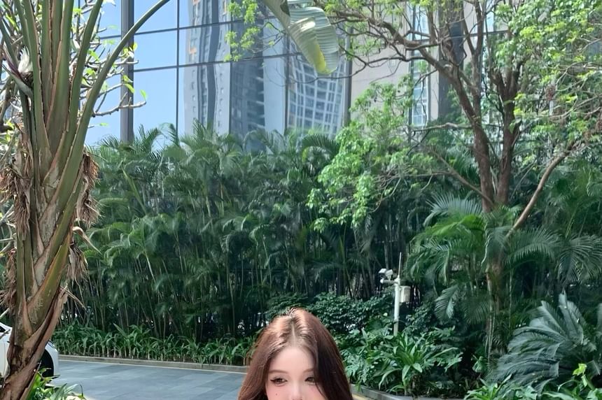 Neck Cap Crop Print Scoop Sleeve T-Shirt Bow Cartoon